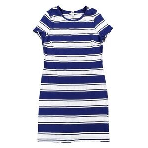 Old Navy Women's Lrg Blue White Striped Short Sleeve T-Shirt Sheath Dress